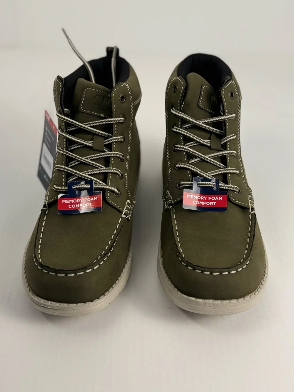Chaps Derek Moc Toe Men’s Olive Chukka Boots Memory Foam Size 8 New